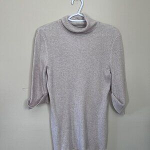 United States Sweaters Womens Large Beige Waffle Knit Cowl Neck Half Sleeve